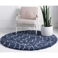 Blauer Shaggy Teppich Vulin