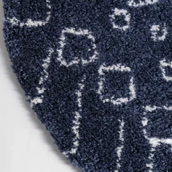Blauer Shaggy Teppich Vulin