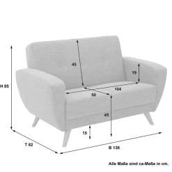 Graues Zweiersofa Rujona