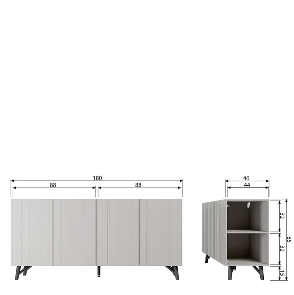 Hellgraues Sideboard Bosso