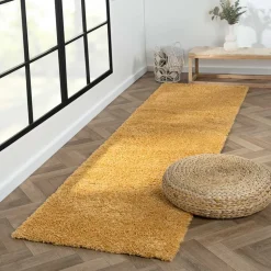 Hochflor Teppich Goldgelb Sesedra