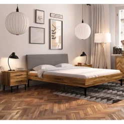Holzbett mit Polster Kopfteil Yalley