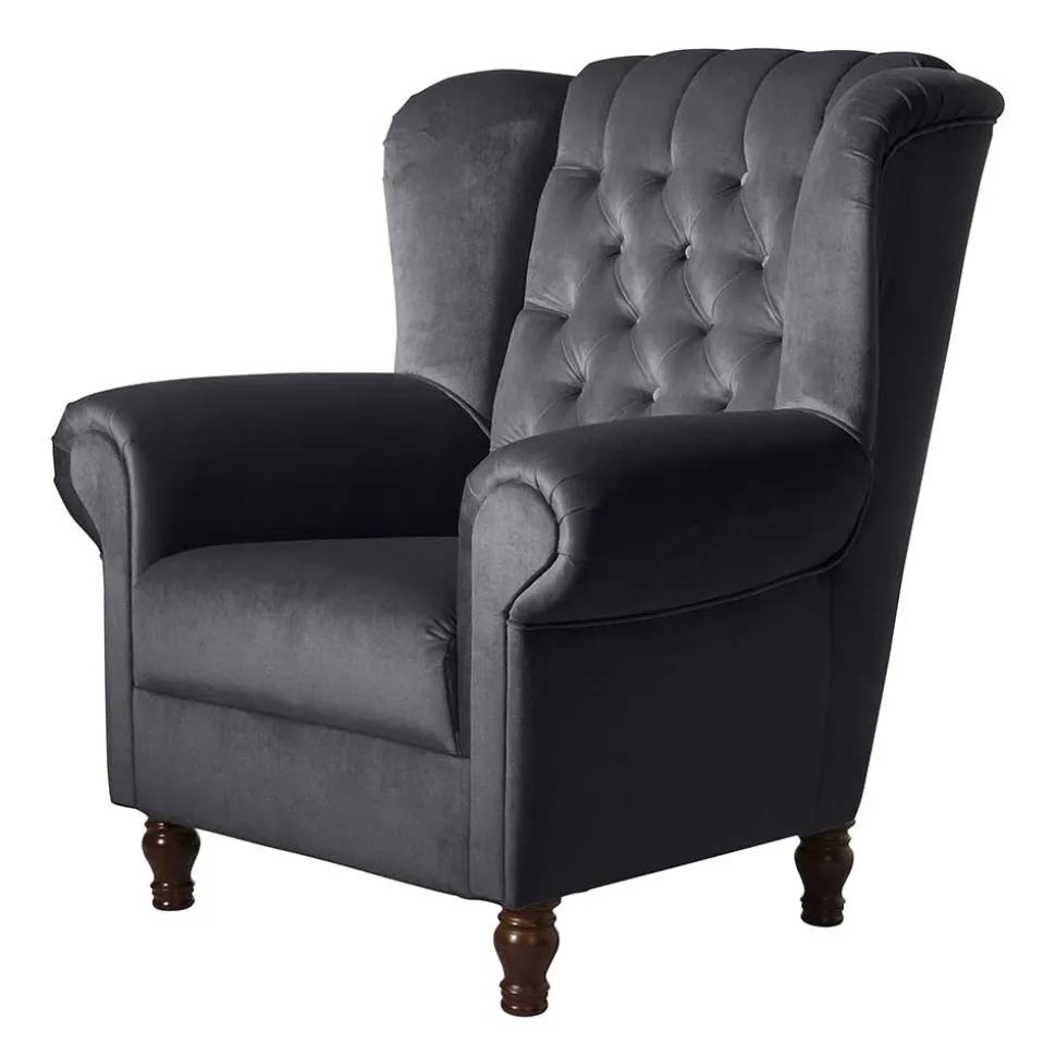 Sessel Anthrazit Samt Kean