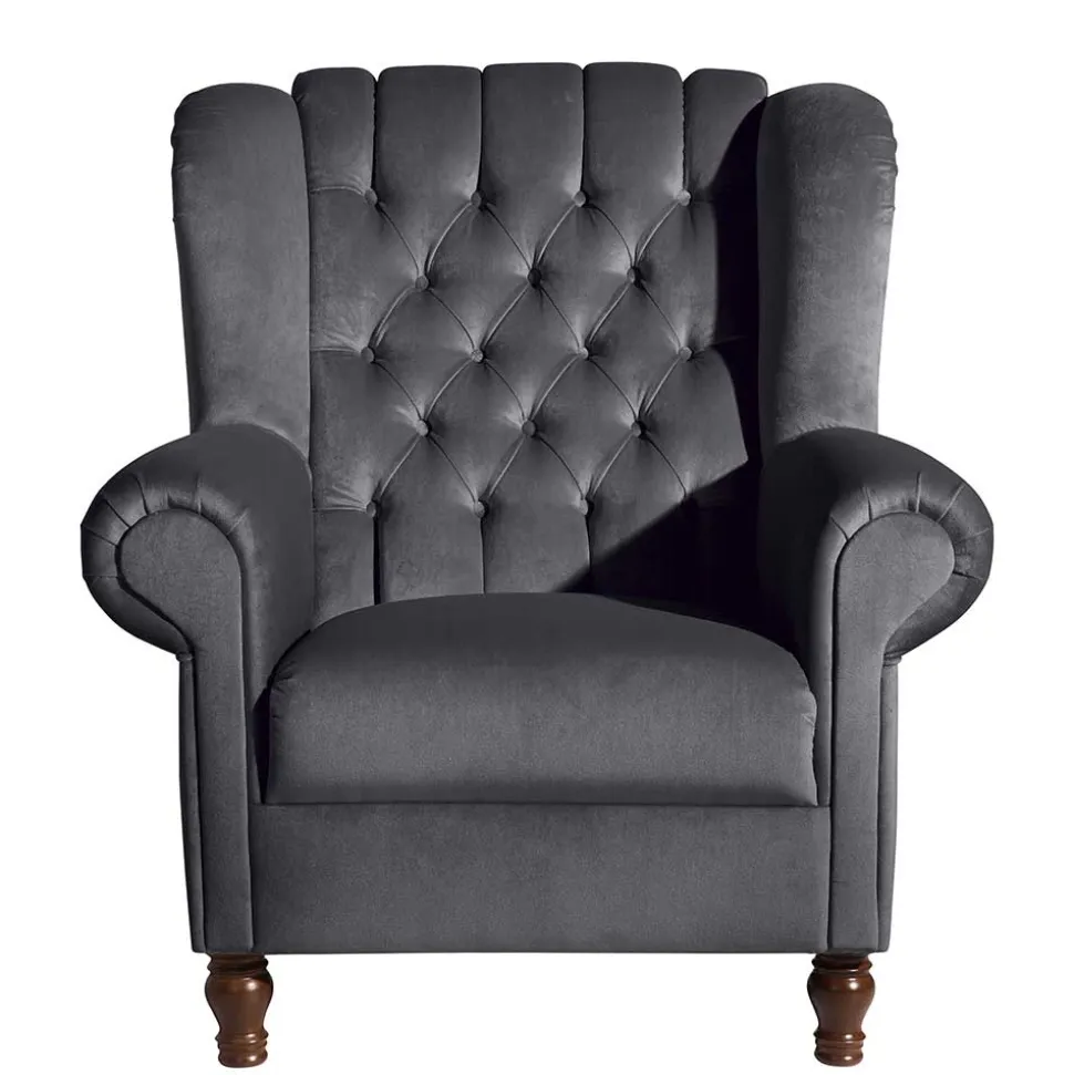 Sessel Anthrazit Samt Kean