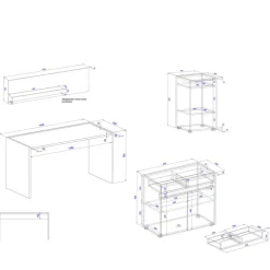 4-teiliges Büromöbel Set Rascian