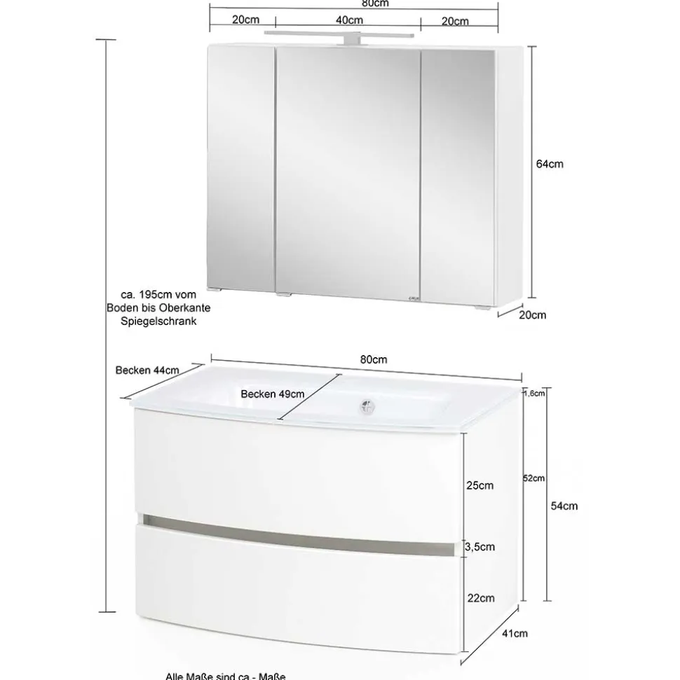 Waschtisch und Spiegelschrank Ruliand