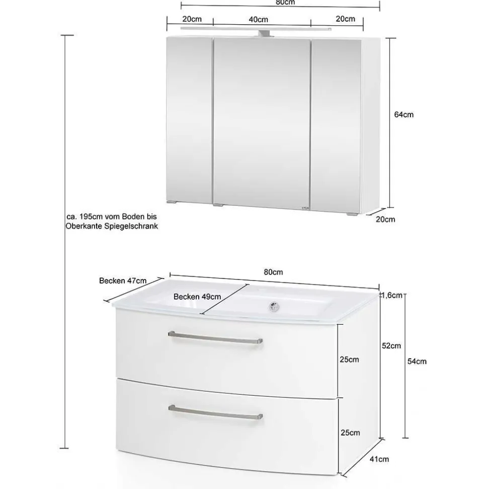 Waschtisch und Spiegelschrank Isdrina